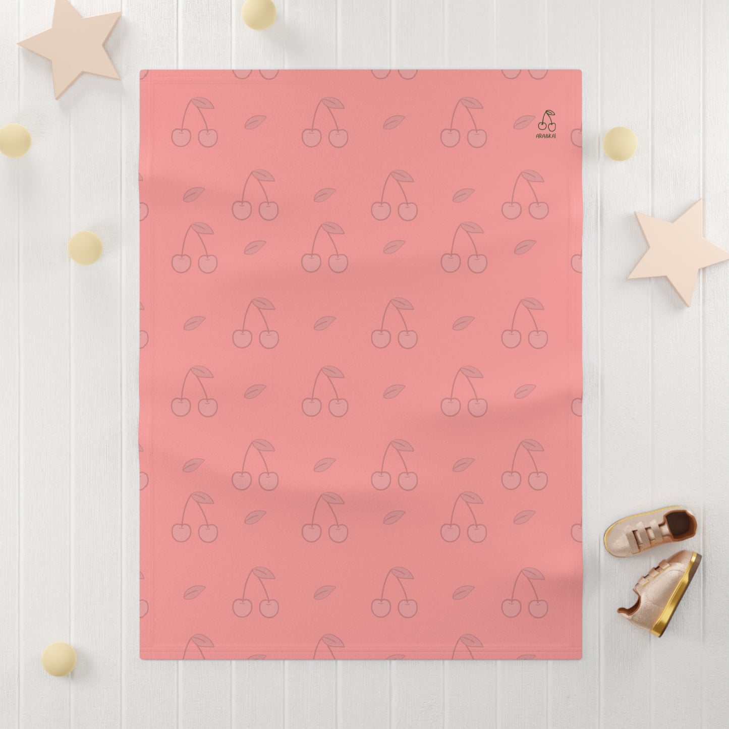 Soft Fleece Baby Blanket with cherries