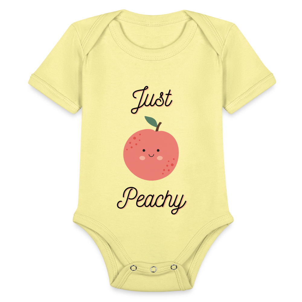 Just Peachy - Organic Short Sleeve Baby Bodysuit - white