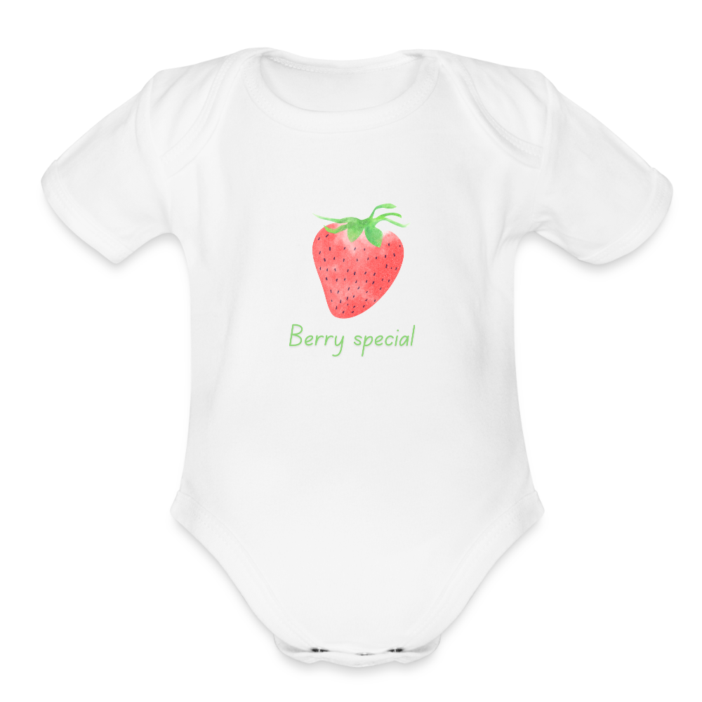 Berry Special - Organic Short Sleeve Baby Bodysuit - white