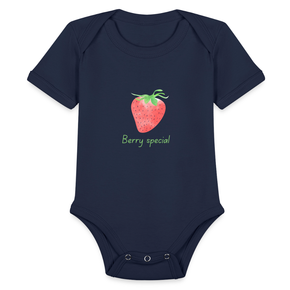 Berry Special - Organic Short Sleeve Baby Bodysuit - white