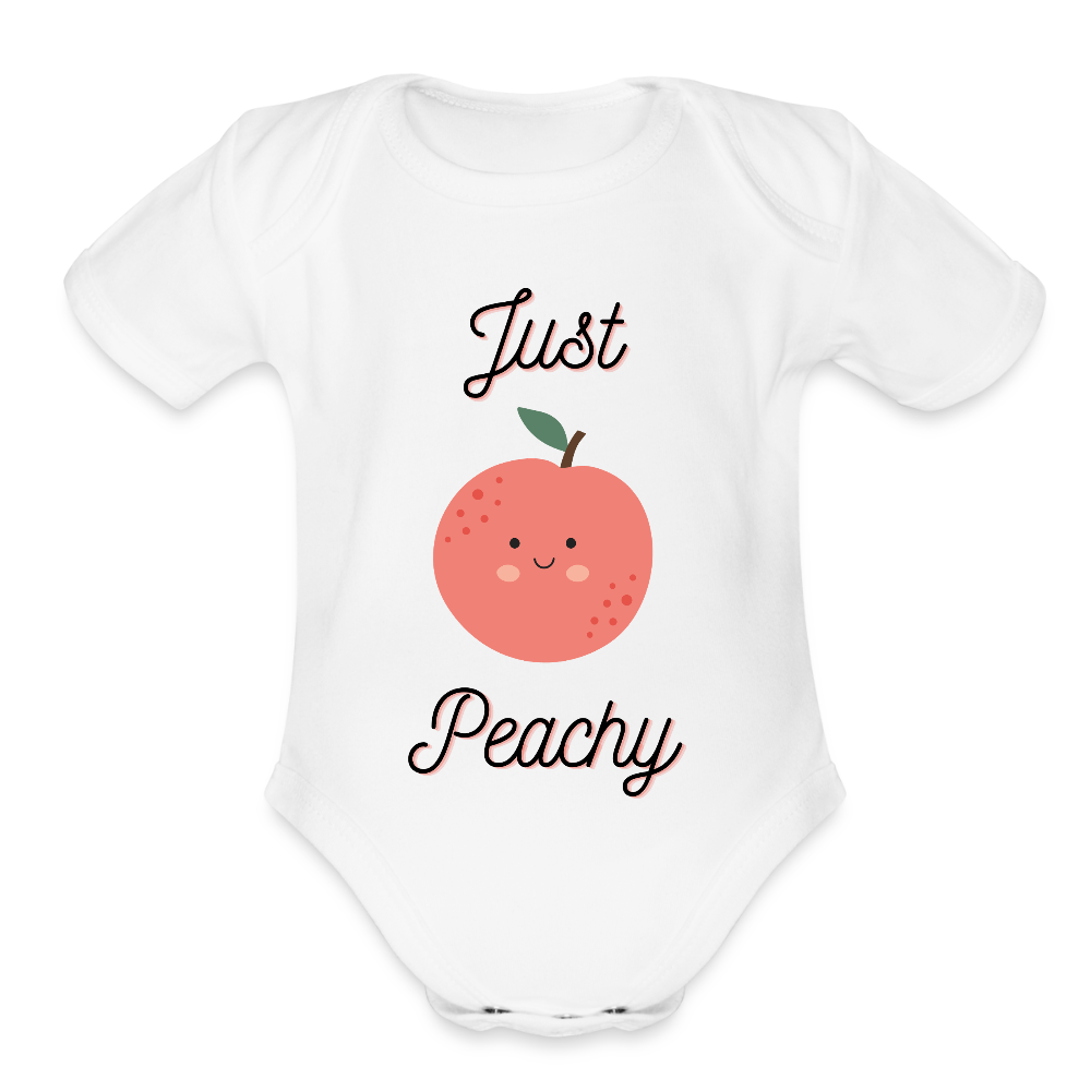Just Peachy - Organic Short Sleeve Baby Bodysuit - white